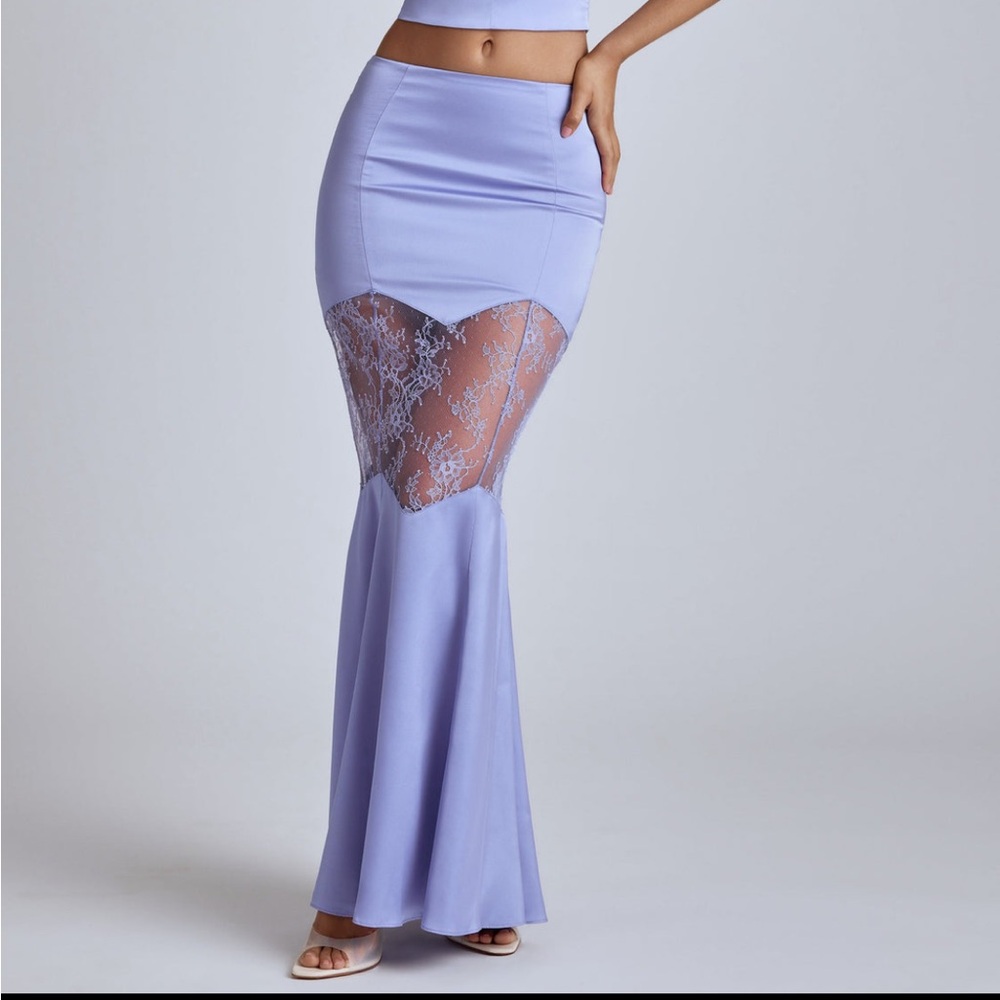 NWT Oh Polly Sofie Fishtail Maxi Skirt in Blue Lavender